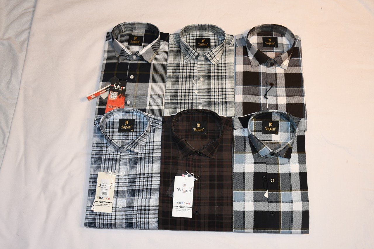 Mens formal cotton check shirt half sleeve