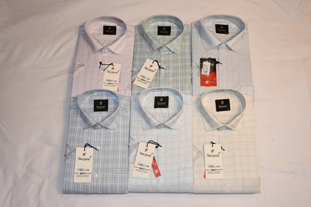 Mens formal cotton check shirt half sleeve