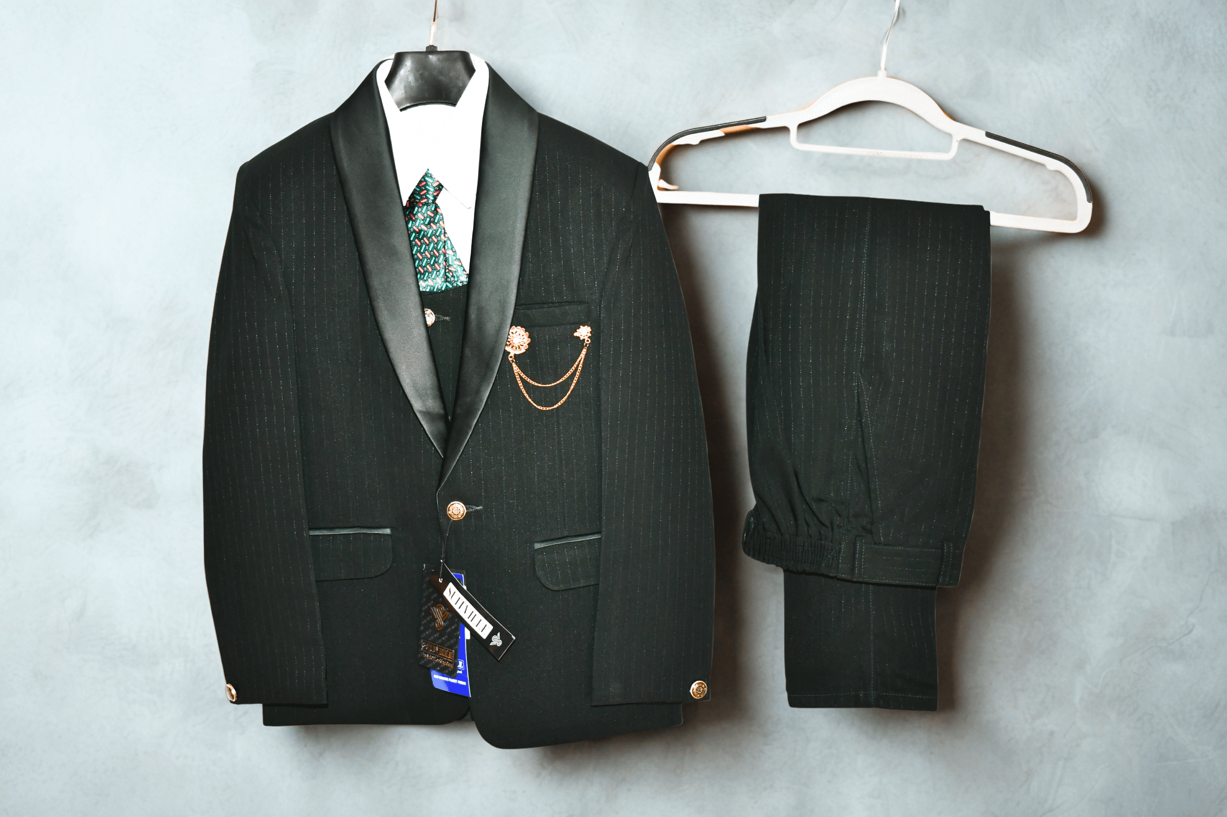 Kids Boys 3 Piece Suit, Set of Coat Pant, Shirt and Tie