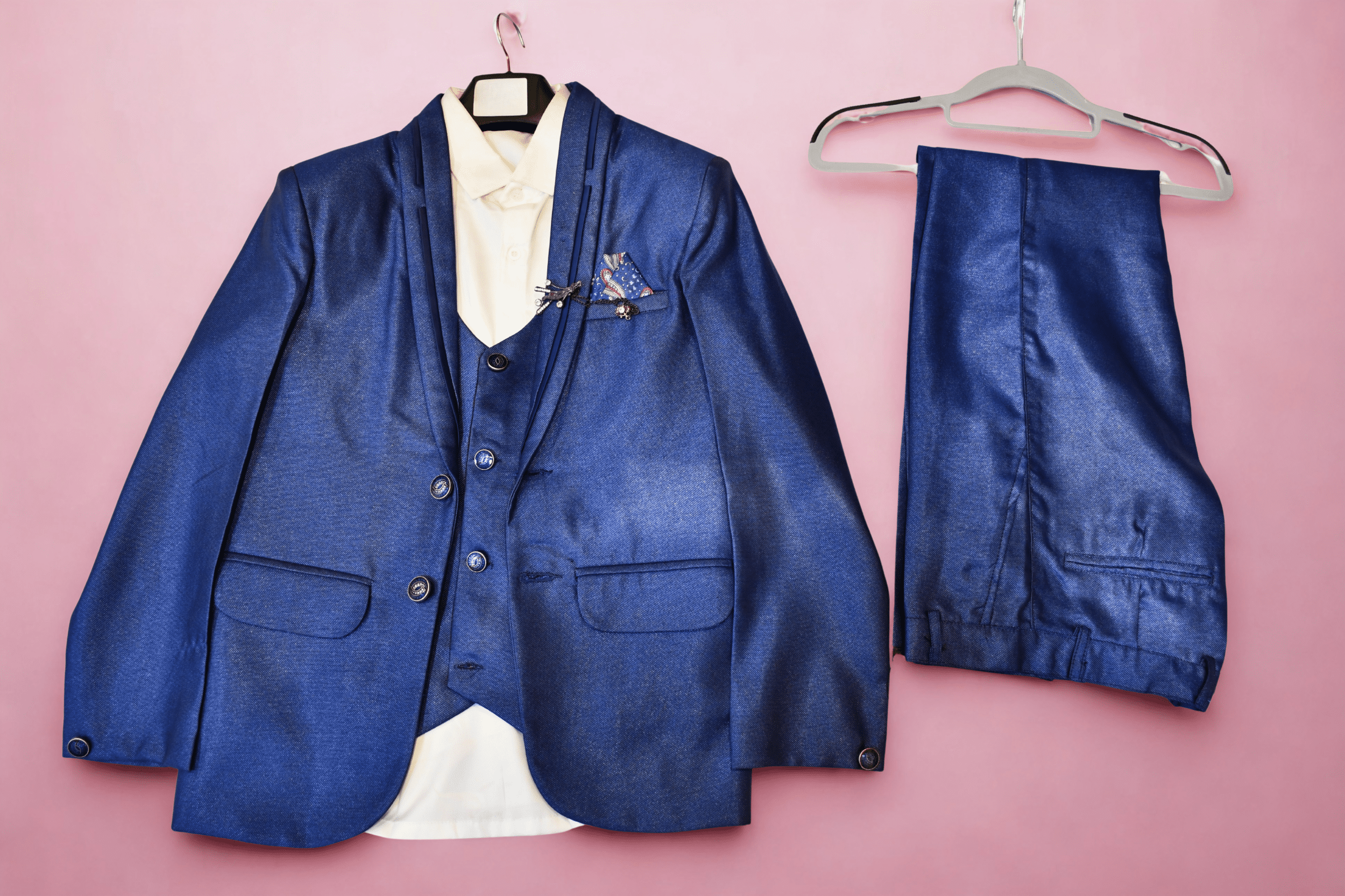 Kids Boys 3 Piece Suit, Set of Coat Pant and Shirt